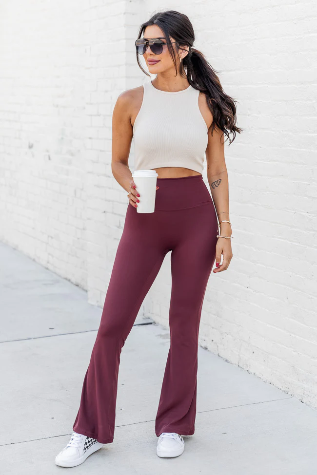 crop top and flare leggings outfit