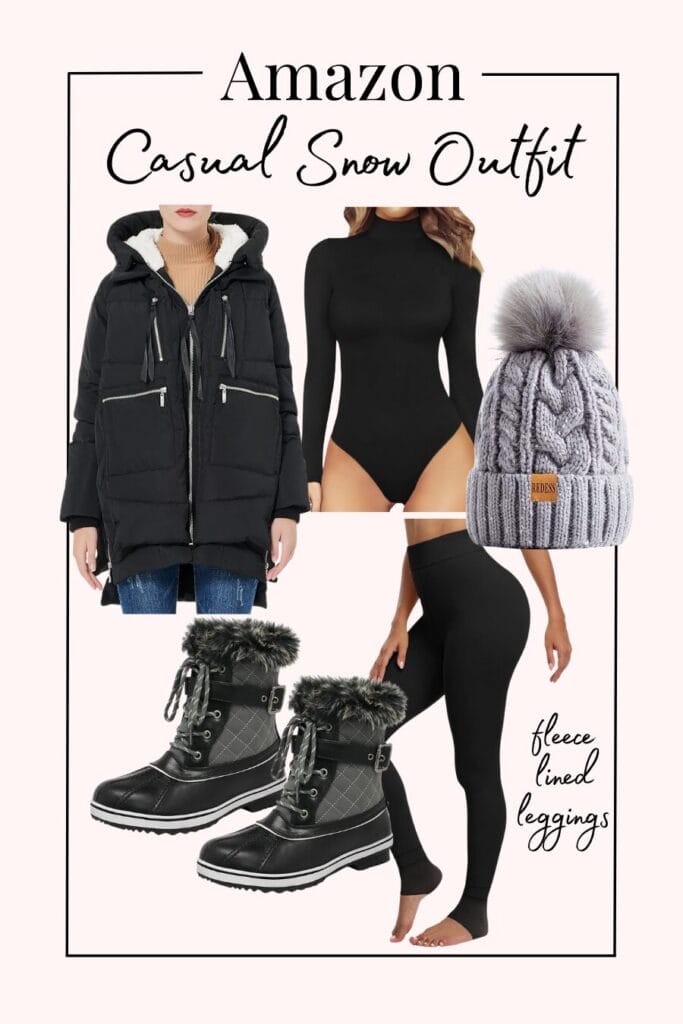 puffer coat outfit for snow